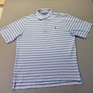 Polo Golf Ralph Lauren‎ Mens Large Blue Striped Pima Cotton Short Sleeve Polo